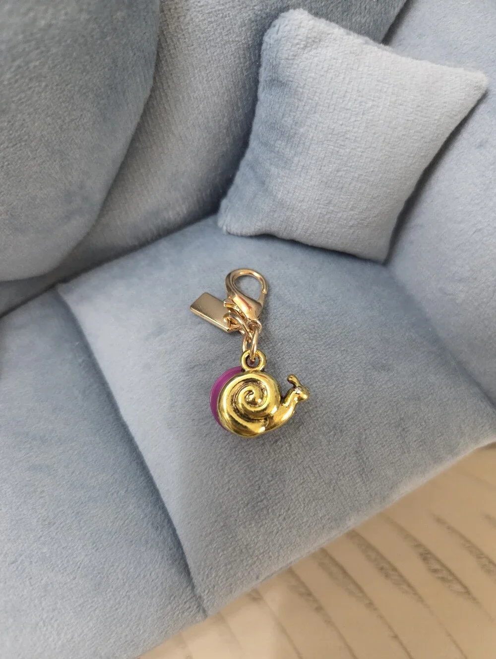Pink & Gold Snail Bag Charm / Key Ring — Cute & NEW!